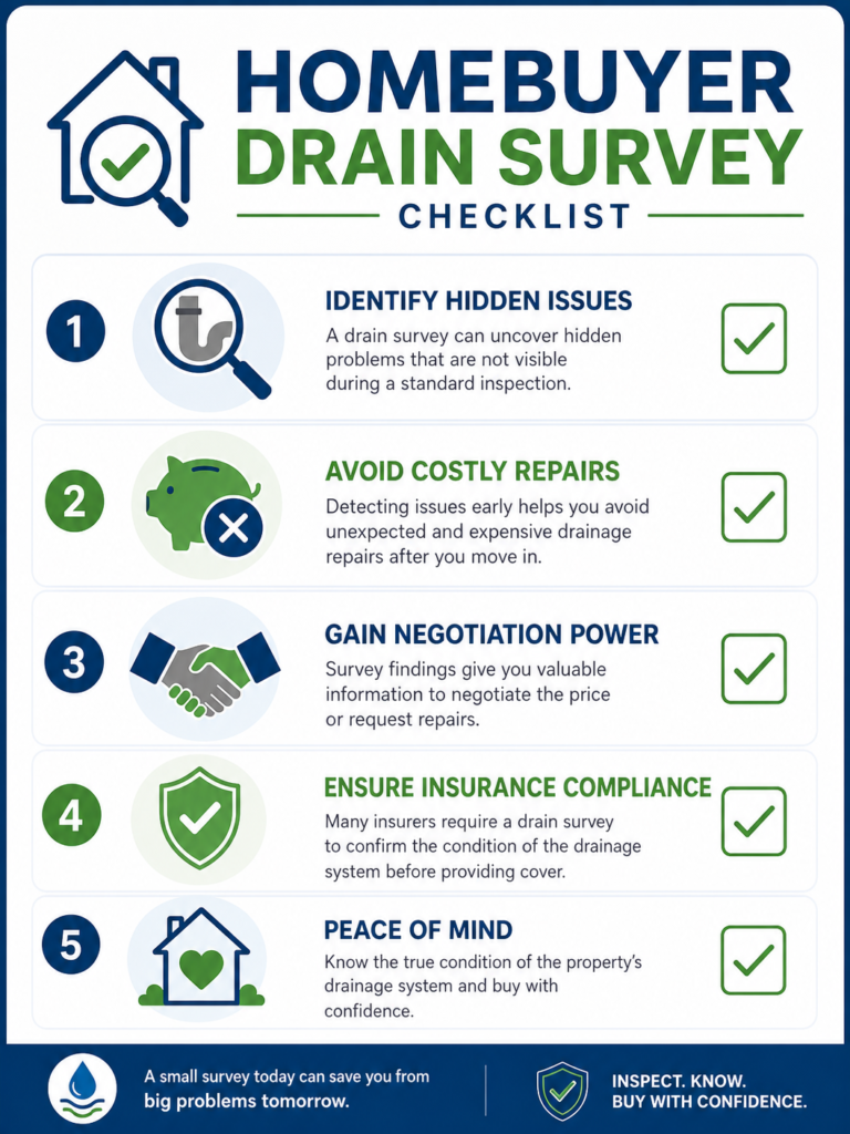 homebuyer drain survey checklist infographic